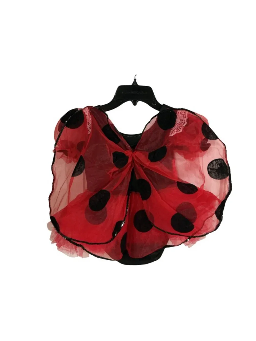 Ladybug Toddler 2T 3T Red Black Polka Dot Tulle Skirt Costume Dress With Wings